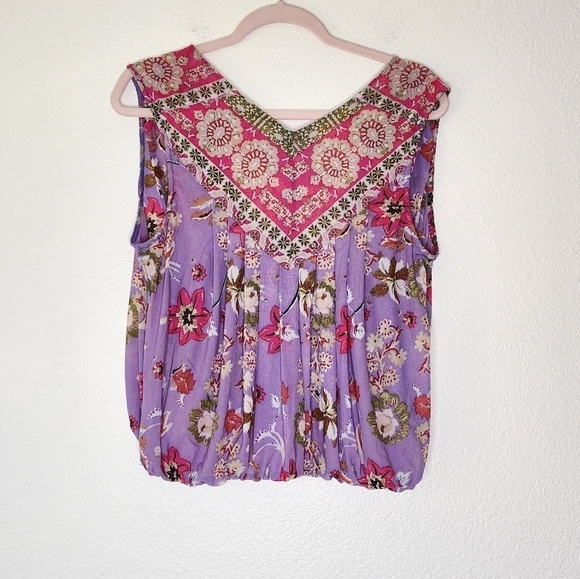 Free People Floral Mesh Blouse XS - Picture 4 of 8